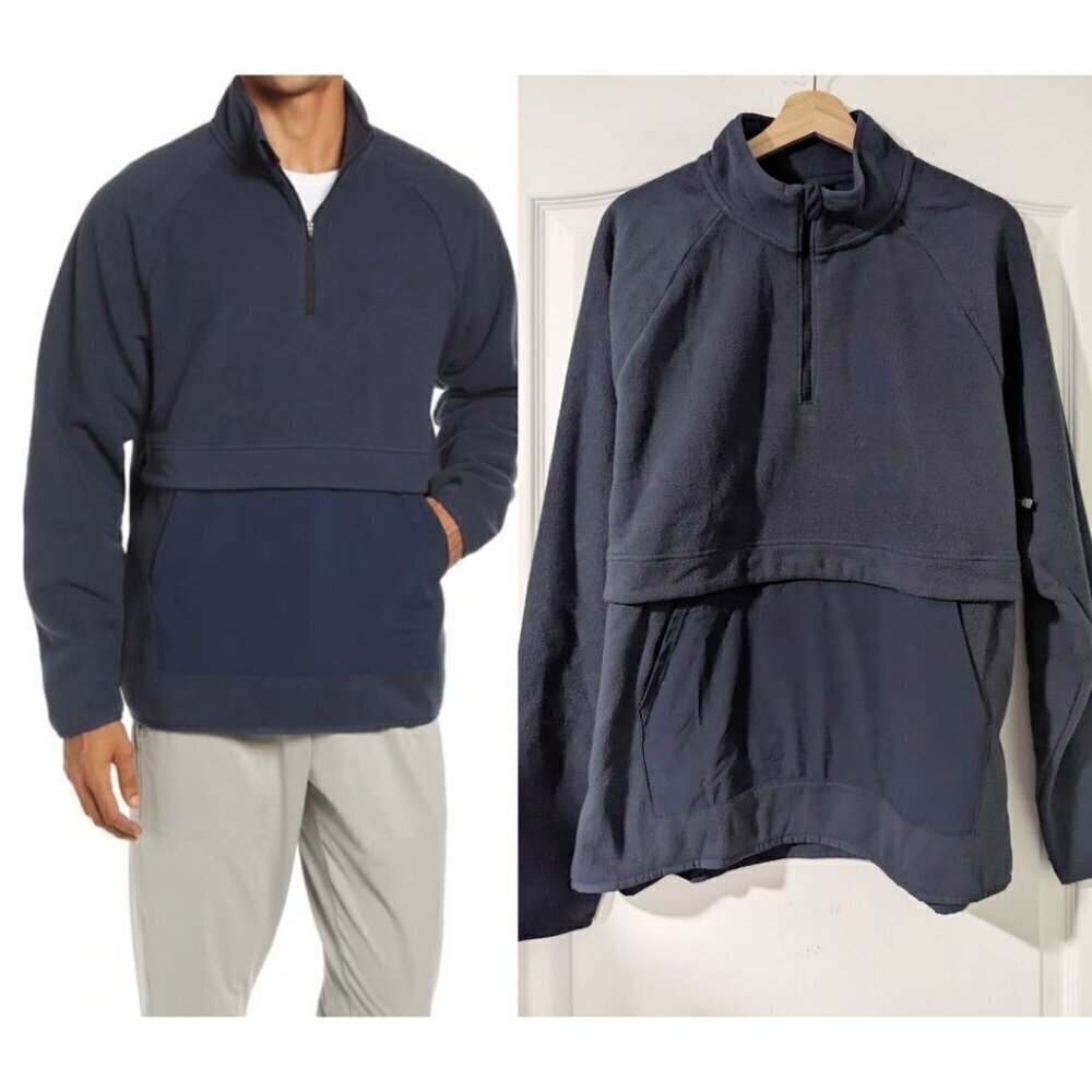 NEW Zella | Open Range Half Zip Fleece Pullover In Navy Eclipse